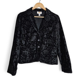 Talbots Women's Velvet Floral Dark Academia Whimsigoth Blazer Jacket Size 10